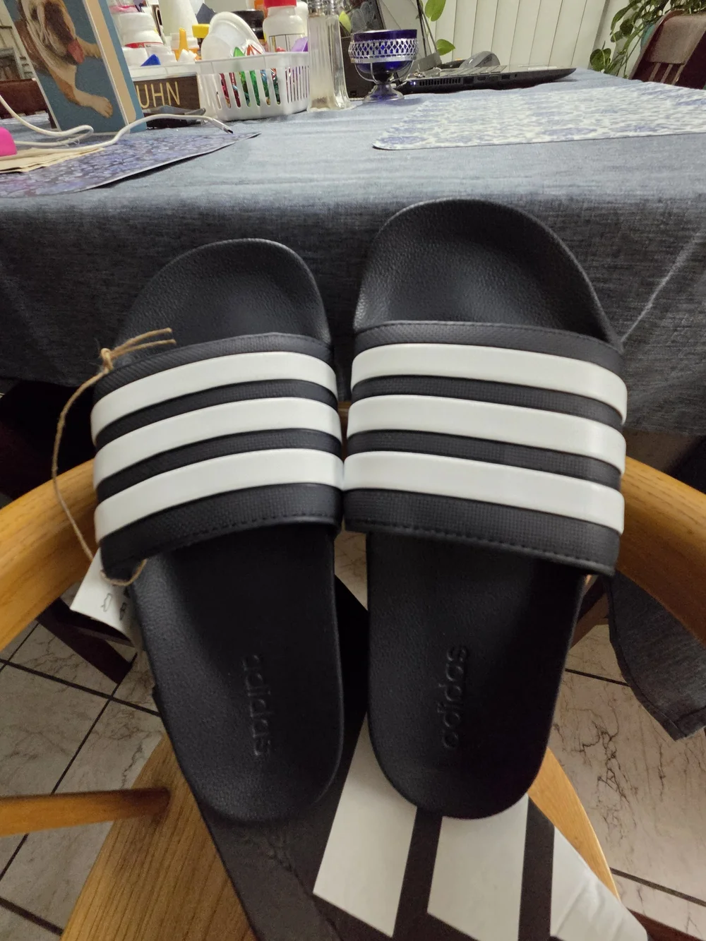 Brand New Adidas Black/White Adilette Slide Sandals Men 8 Women 10